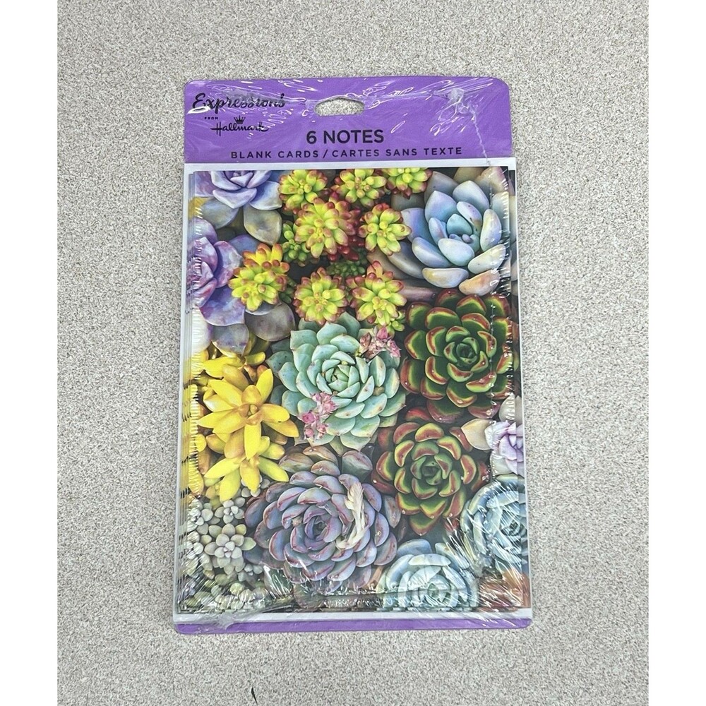 Hallmark Expressions Succulents Blank Note Cards Set of 6 Cards & Envelopes